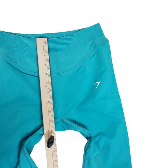 Gymshark Leggings Womens M Capri Blue Acid Wash Sweat Seamless Washed Gym - Picture 14 of 15